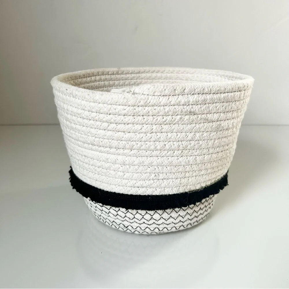 Neutral Boho Style Woven Storage Basket - Picture 2 of 5